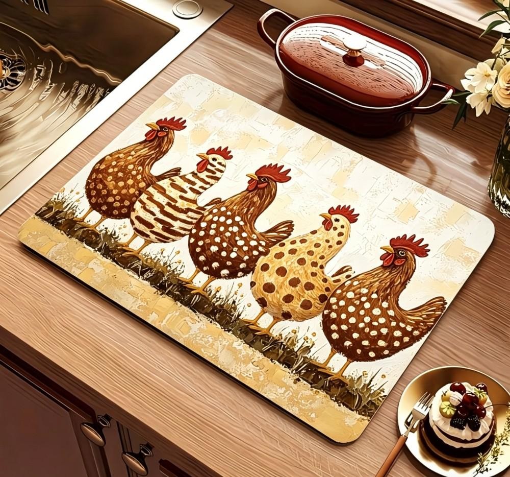 Farmhouse Chicken Dish Drying  - đánh giá và giá Bar Mat Rubber