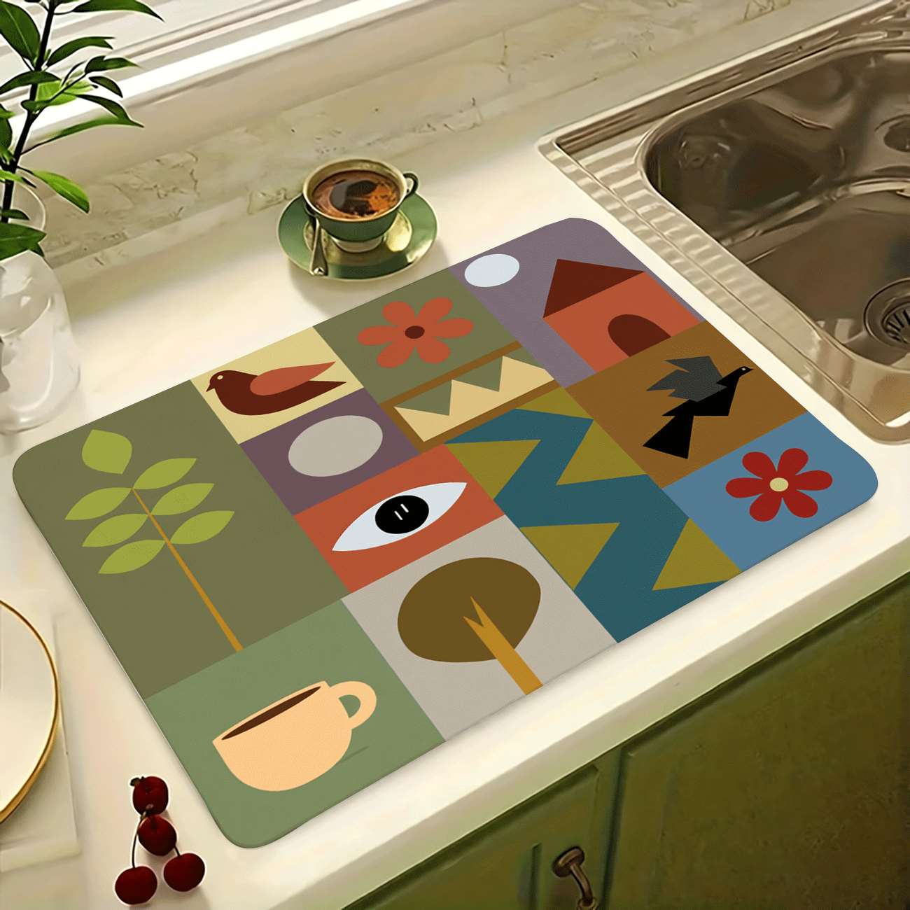Mid-Century Modern Geometric P - đánh giá và giá Bar Mat Rubber