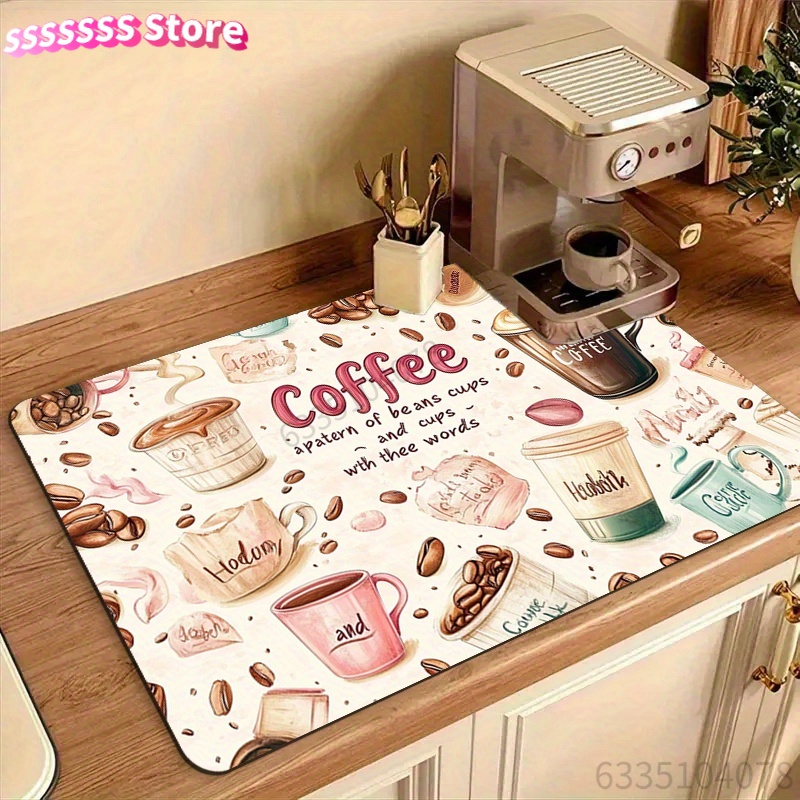 Coffee Cup Pattern Absorbent M - đánh giá và giá Bar Mat Rubber