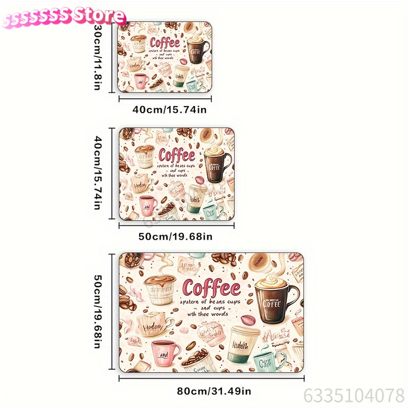 Coffee Cup Pattern Absorbent M - đánh giá và giá Bar Mat Rubber